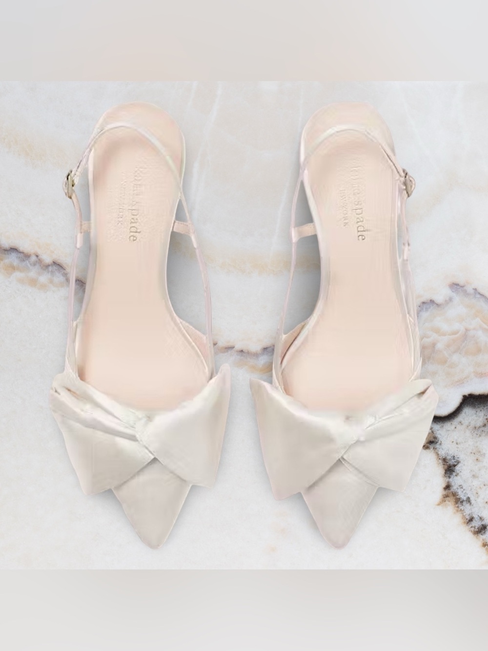 Kate Spade Marseille Slingback Kitten Heels - Champagne Satin